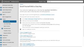 
                            3. Enroll Yourself With a Class Key - WebAssign