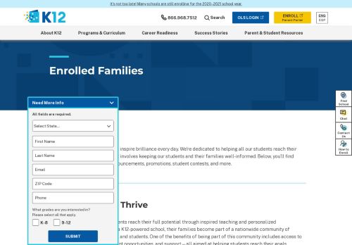 
                            3. Enrolled Families in K–12 Online Schools - K12.com