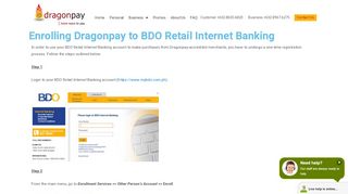 
                            3. Enrolling Dragonpay to BDO Retail Internet Banking