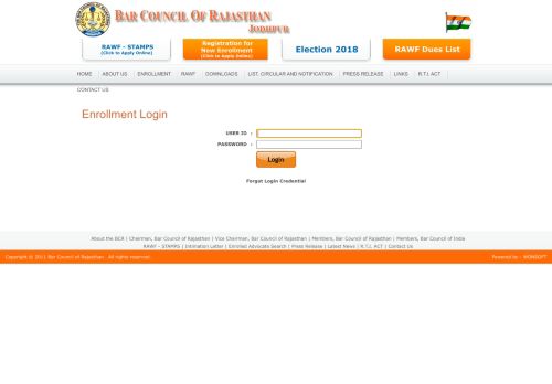 
                            8. Enrollment Login - Bar Council of Rajasthan Jodhpur