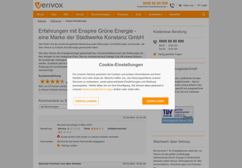 
                            13. Enspire Energie: Meinungen, Erfahrungen, Bewertungen - Verivox