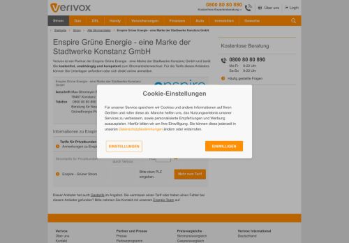 
                            12. Enspire Energie: Strompreise im Überblick - Verivox