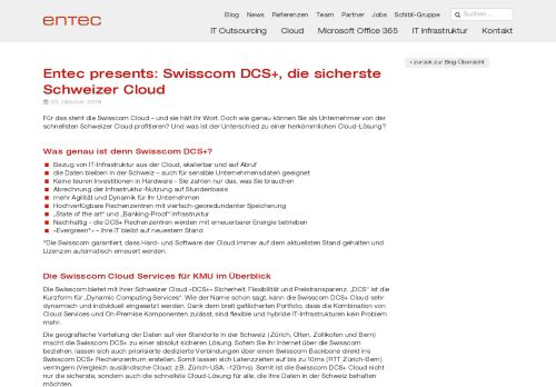 
                            11. entec präsentiert die sicherste Schweizer Cloud: Swisscom DCS+
