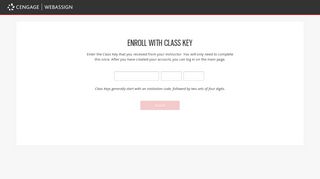 
                            6. Enter Class Key - WebAssign
