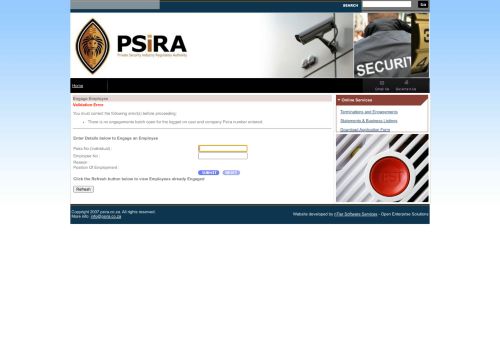 
                            5. Enter Details below to Engage an Employee - PSiRA