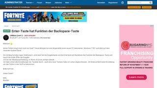 
                            10. Enter Taste hat Funktion der Backspace Taste - Administrator