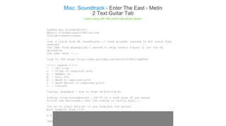 
                            7. Enter The East - Metin 2 Tab by Misc. Soundtrack (text version ...
