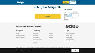 
                            4. Enter your Amigo PIN | Amigo Guarantor Loans‎