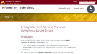 
                            8. Enterprise CRM Service Console: Salesforce Login Emails | IT@UMN