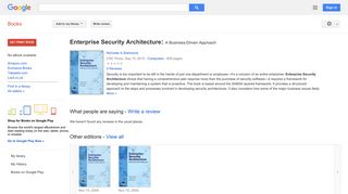 
                            6. Enterprise Security Architecture: A Business-Driven Approach