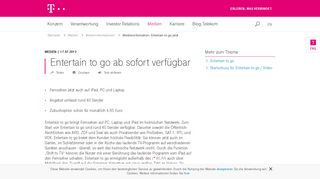 
                            8. Entertain to go ab sofort verfügbar | Deutsche Telekom