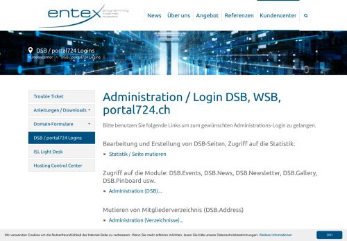 
                            5. entex GmbH > Kundencenter > DSB / portal724 Logins