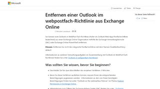 
                            6. Entfernen einer Outlook auf die Web-Postfachrichtlinie aus Exchange ...