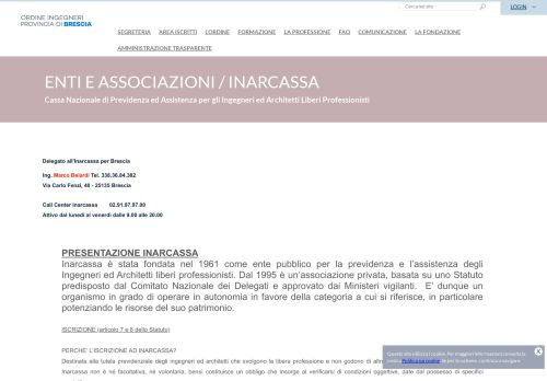 
                            13. ENTI E ASSOCIAZIONI / INARCASSA - Ordine Ingegneri Brescia