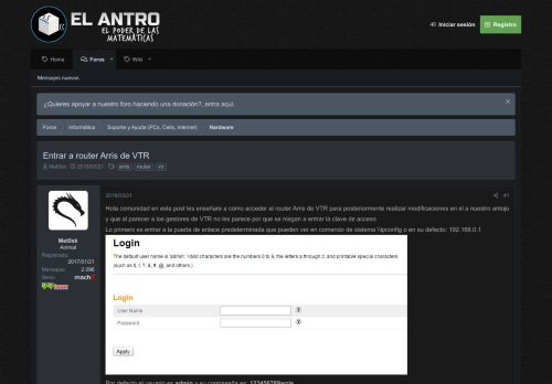 
                            4. Entrar a router Arris de VTR | ElAntro