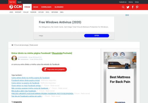 
                            12. Entrar direto na minha página Facebook? [Resolvido] - CCM