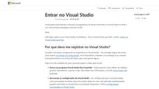 
                            3. Entrar no Visual Studio | Microsoft Docs
