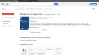 
                            9. Entrepreneurial Leadership: Profilierung in Theorie und Praxis - Google Books-Ergebnisseite