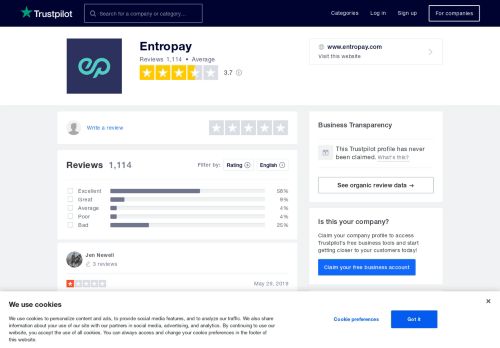 
                            8. Entropay Reviews | Read Customer Service Reviews of www.entropay ...