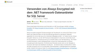 
                            4. Entwickeln von Always Encrypted mit .NET Framework-Datenanbieter ...