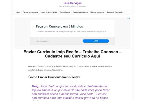 
                            8. Enviar Curriculo Imip Recife – Trabalhe Conosco – Cadastre seu ...