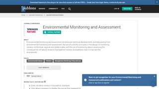 
                            13. Environmental Monitoring and Assessment | Publons