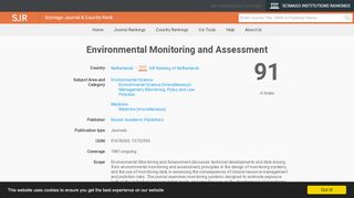 
                            6. Environmental Monitoring and Assessment - SCImago