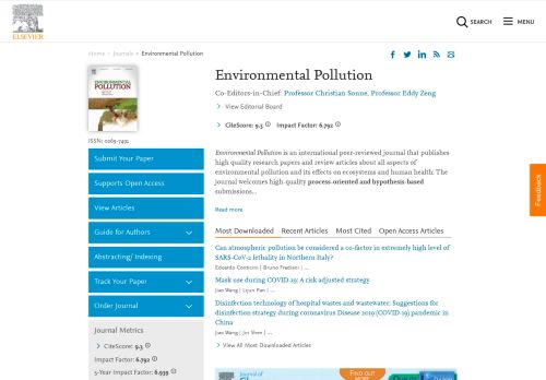 
                            9. Environmental Pollution - Journal - Elsevier
