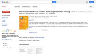 
                            8. Environmental Software Systems. Fostering Information Sharing: 10th ...