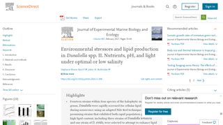 
                            9. Environmental stressors and lipid production in Dunaliella spp. II ...