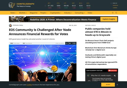 
                            12. EOS Community Is Challenged After Node Announces Financial ...