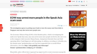 
                            5. EOW may arrest more people in the Speak Asia scam soon - Moneylife