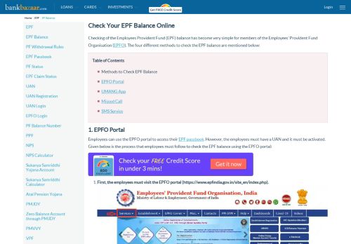
                            10. EPF Balance- Check PF Balance Online - BankBazaar