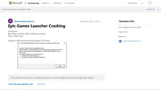 
                            8. Epic Games Launcher Crashing - Microsoft Community