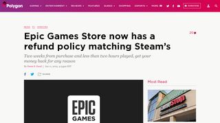 
                            11. Epic Games Store now has a refund policy matching Steam's - Polygon