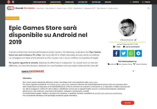 
                            8. Epic Games Store sarà disponibile su Android nel 2019 - Tom's ...