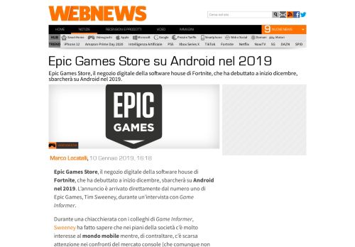 
                            11. Epic Games Store su Android nel 2019 | Webnews