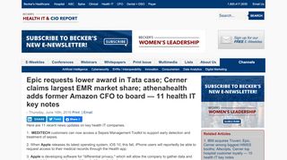 
                            12. Epic requests lower award in Tata case; Cerner claims ...