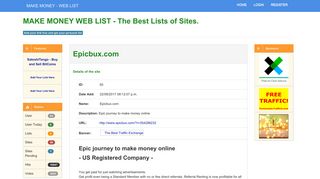 
                            9. Epicbux.com - | MAKE MONEY - WEB LIST
