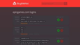 
                            10. epicgames.com passwords - BugMeNot