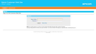 
                            6. Epicor Customer Web Site - Sign In