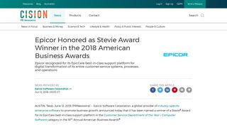 
                            12. Epicor Honored as Stevie Award Winner in the 2018 American ...