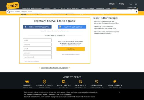 
                            5. ePRICE - Registrazione al sito