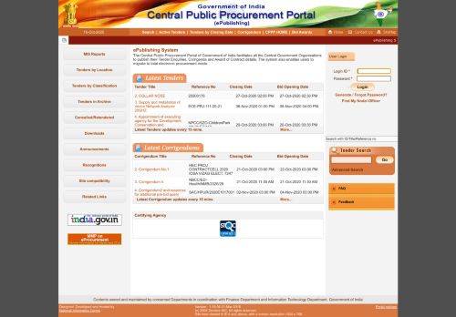 
                            10. ePublishing System, Government of India - Eprocure.gov.in