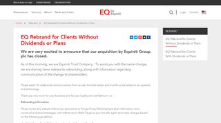 
                            13. EQ Rebrand for Clients Without Dividends or Plans - Equiniti