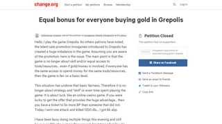 
                            11. Equal bonus for everyone buying gold in Grepolis - Change.org