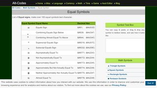 
                            6. Equal Symbols - Alt Codes