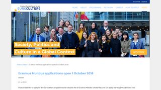
                            13. Erasmus Mundus applications open 1 October 2018 › Euroculture