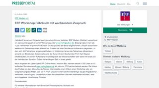 
                            4. ▷ ERF Workshop Hebräisch mit wachsendem Zuspruch | Presseportal