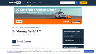 
                            11. Erfahrung Bank11 ? - Start Forum Wissen Finanzierung... - Motor-Talk